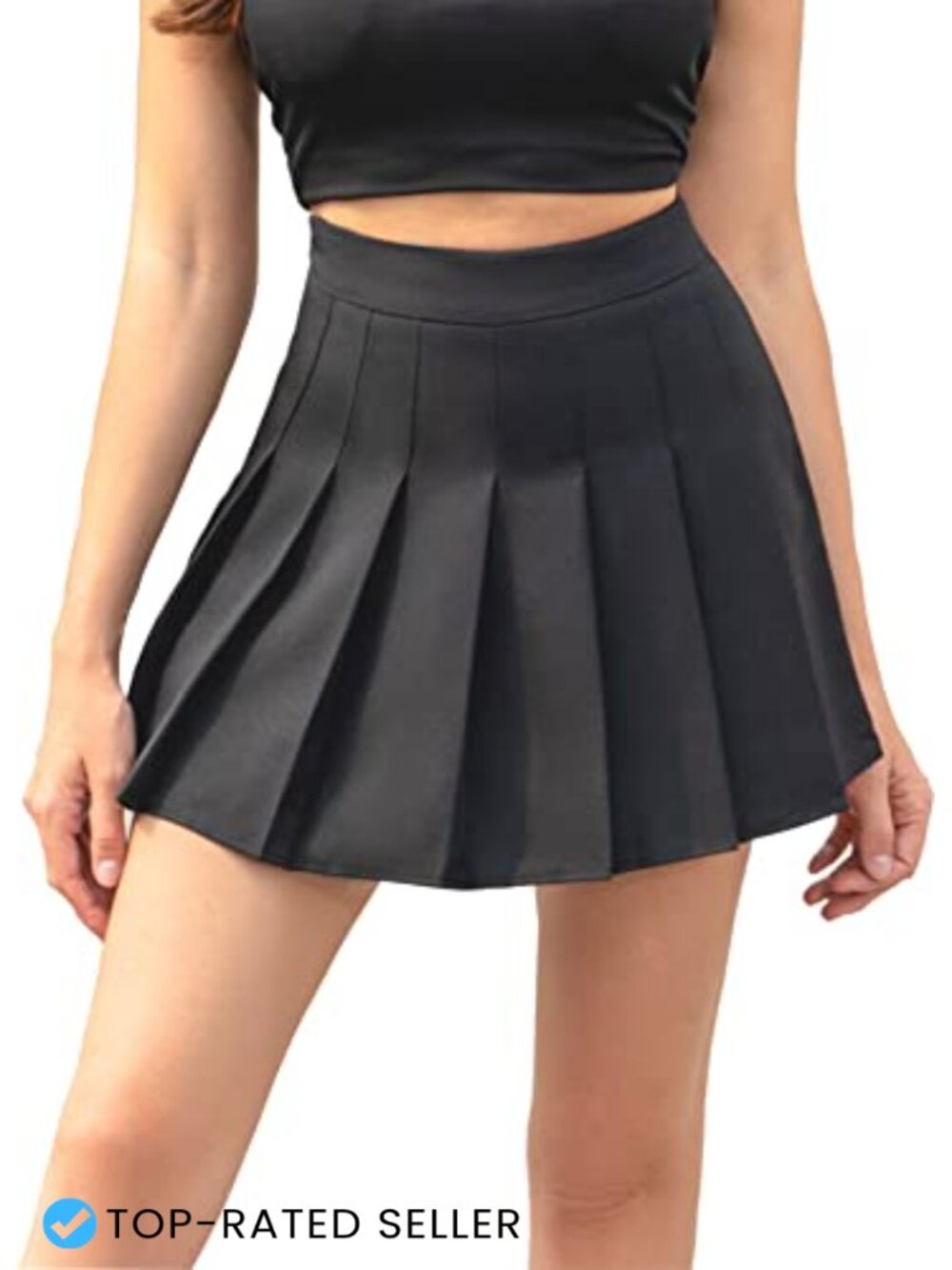 Hoerev Women's High Waist Pleated Skater Tennis Skirt with Inner Shorts